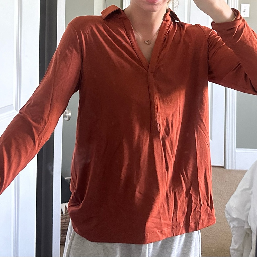 Anatomie Long Sleeve Top In Dark Orange Size M